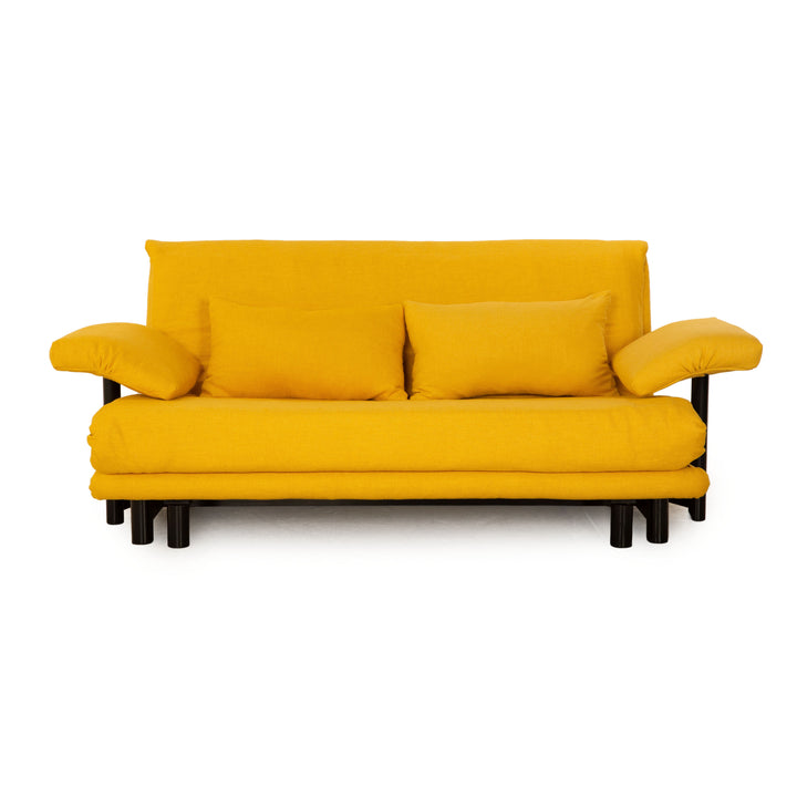 Ligne Roset Multy Stoff Dreisitzer Schlafsofa Gelb inkl. Armlehnen Couch Sofa Schlaffunktion Neubezug Gestell schwarz