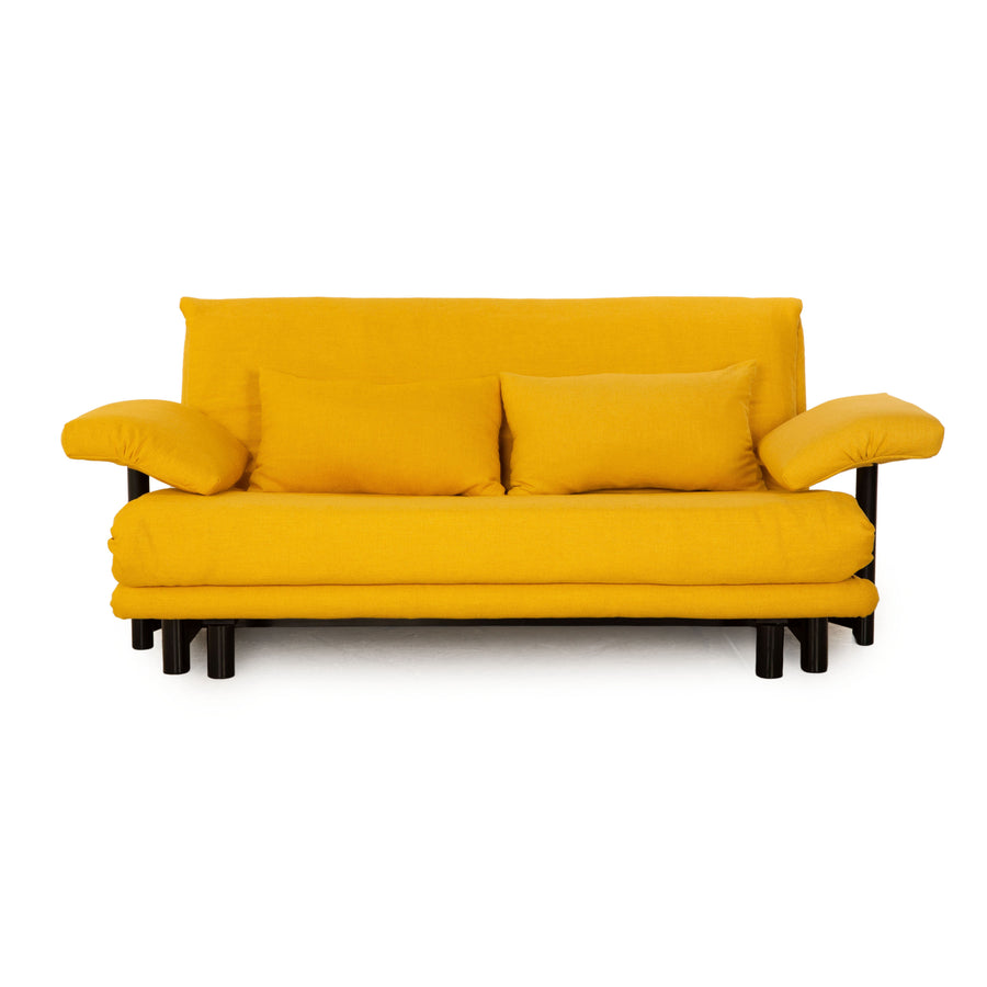 Ligne Roset Multy fabric three-seater sofa bed yellow including armrests couch sofa sleeping function new cover frame black