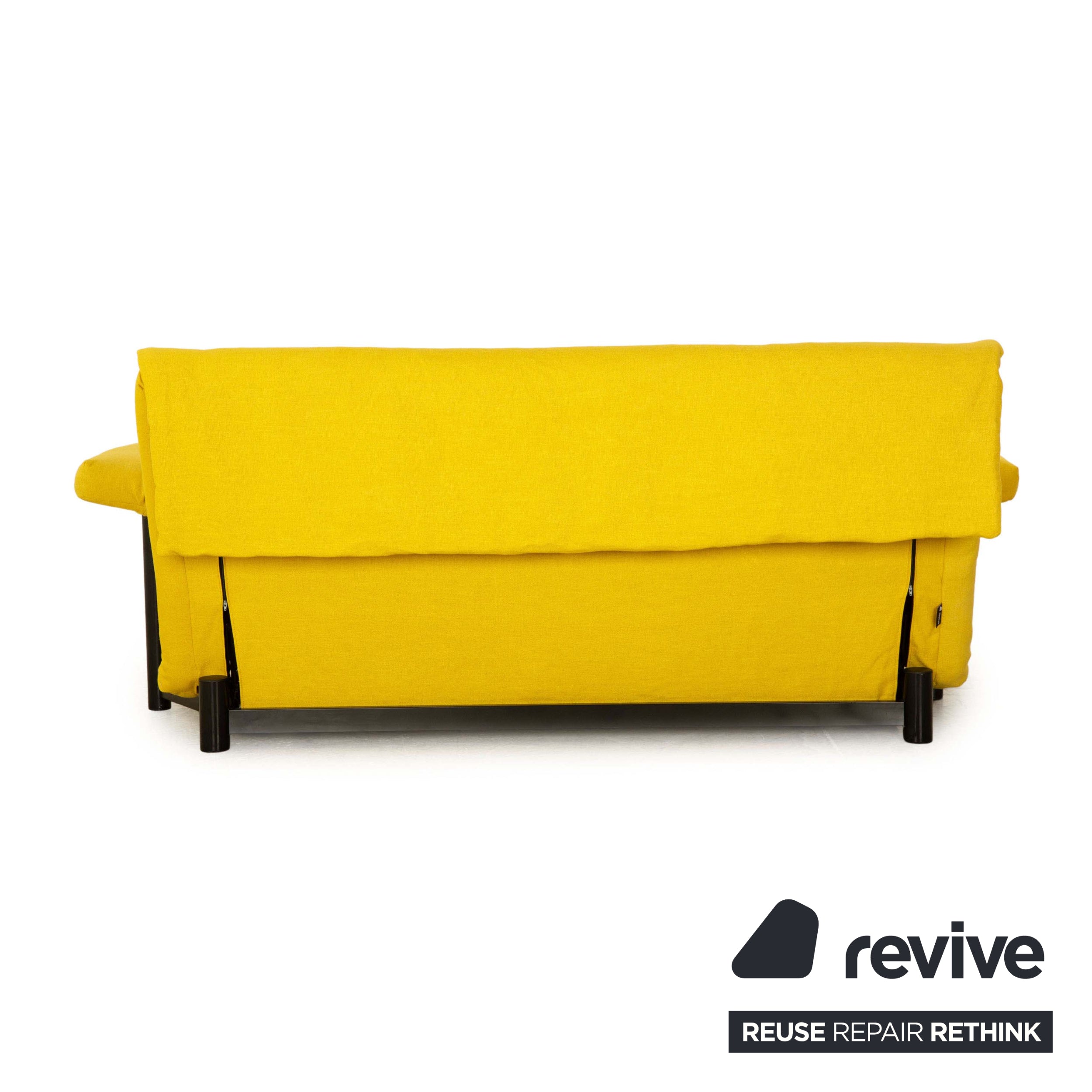 Ligne Roset Canapé-lit 3 places en tissu Multy jaune avec accoudoirs canapé fonction couchage nouveau cadre de revêtement noir