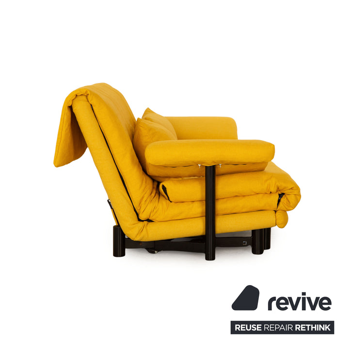 Ligne Roset Multy fabric three-seater sofa bed yellow including armrests couch sofa sleeping function new cover frame black