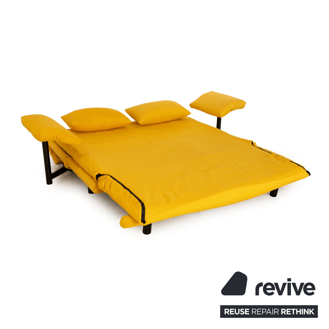 Ligne Roset Multy fabric three-seater sofa bed yellow including armrests couch sofa sleeping function new cover frame black