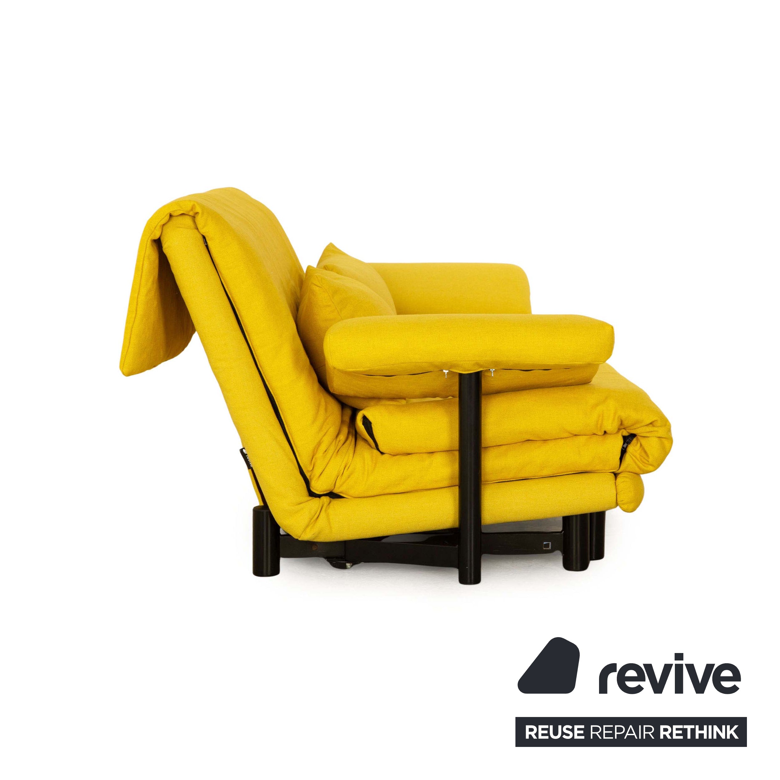 Ligne Roset Canapé-lit 3 places en tissu Multy jaune avec accoudoirs canapé fonction couchage nouveau cadre de revêtement noir