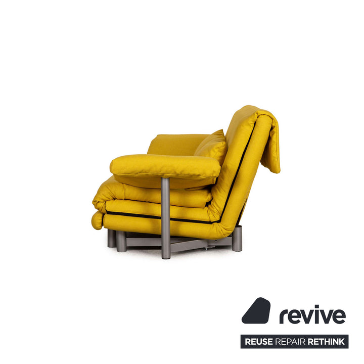 Ligne Roset Multy fabric three-seater sofa bed yellow incl. armrests couch sofa sleeping function new cover