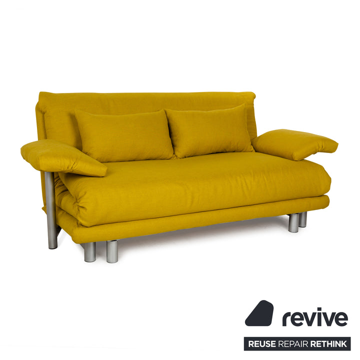 Ligne Roset Multy fabric three-seater sofa bed yellow incl. armrests couch sofa sleeping function new cover