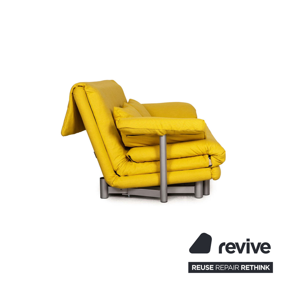 Ligne Roset Multy fabric three-seater sofa bed yellow incl. armrests couch sofa sleeping function new cover