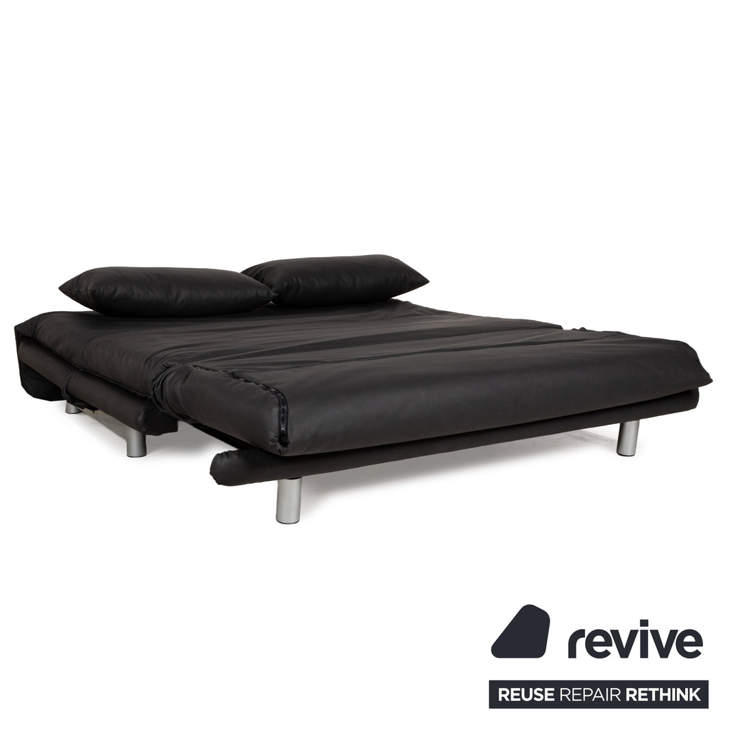 Ligne Roset Multy Stoff Dreisitzer Schwarz Anthrazit manuelle Funktion Sofa Couch Schlafsofa veganes Textilleder Neubezug