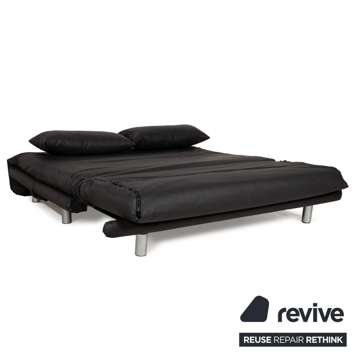 Ligne Roset Multy Stoff Dreisitzer Schwarz Anthrazit manuelle Funktion Sofa Couch Schlafsofa veganes Textilleder Neubezug