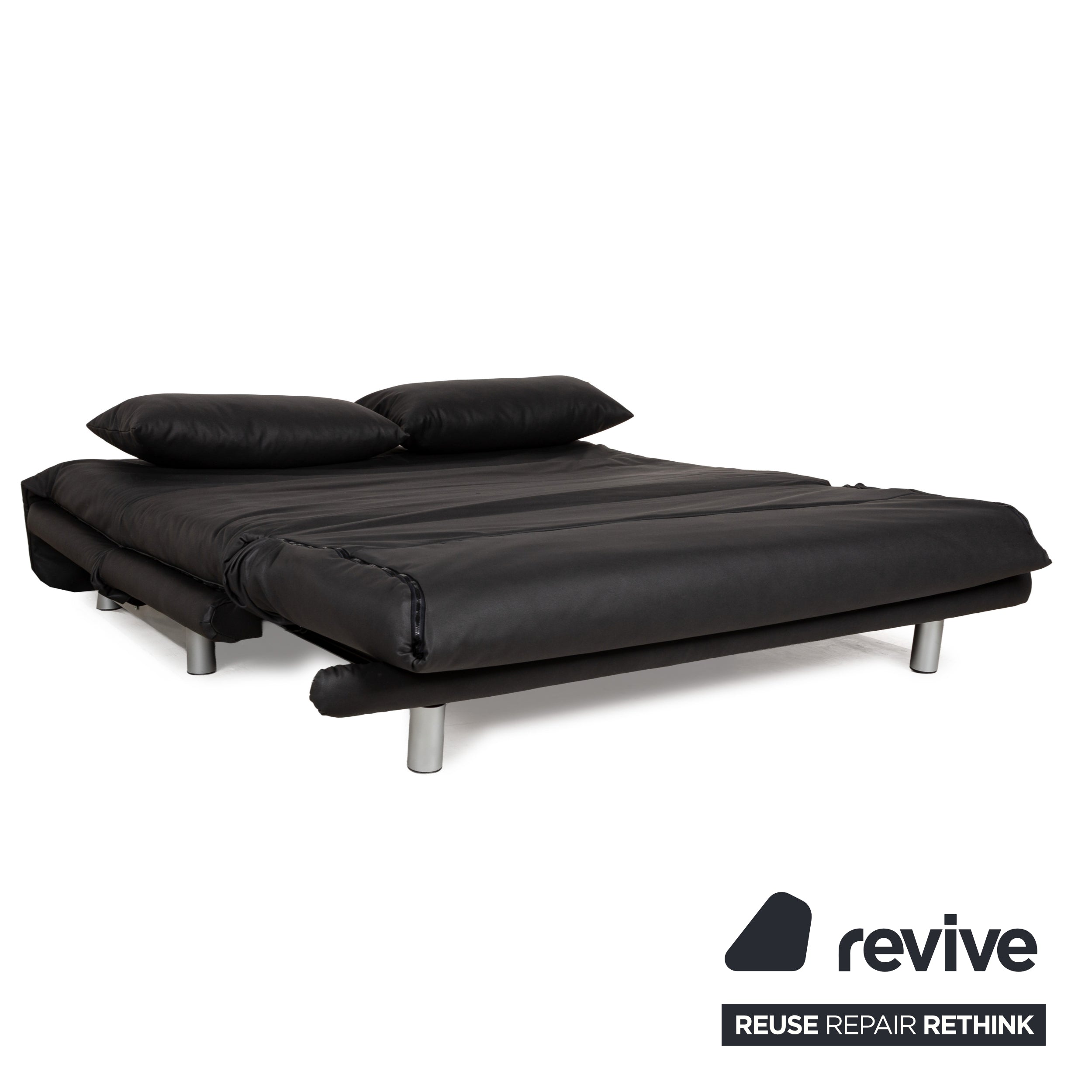 Ligne Roset Multy fabric three-seater black anthracite manual function sofa couch sofa bed vegan textile leather new cover