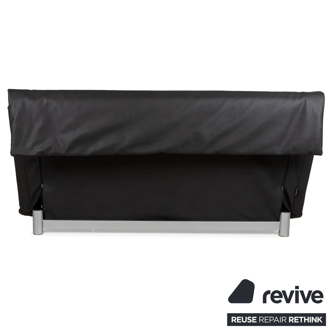 Ligne Roset Multy Stoff Dreisitzer Schwarz Anthrazit manuelle Funktion Sofa Couch Schlafsofa veganes Textilleder Neubezug