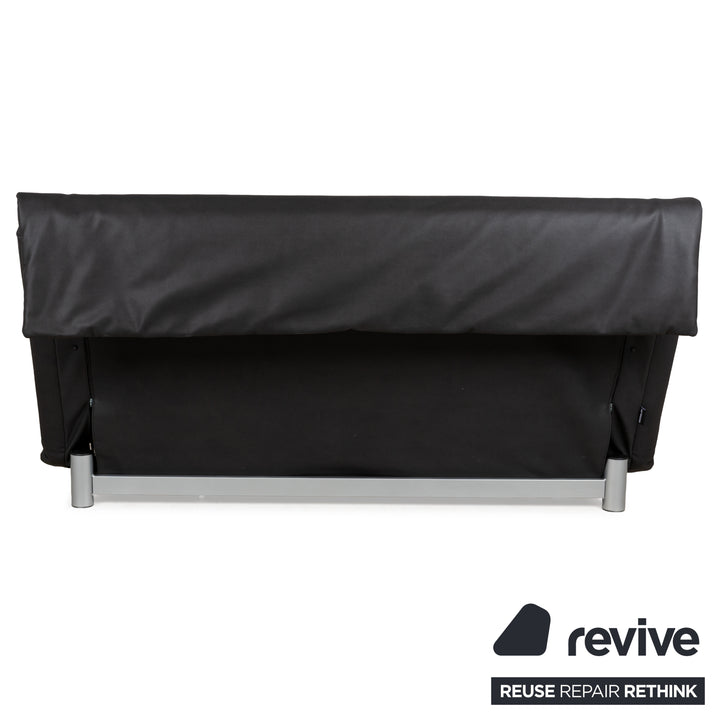 Ligne Roset Multy Stoff Dreisitzer Schwarz Anthrazit manuelle Funktion Sofa Couch Schlafsofa veganes Textilleder Neubezug