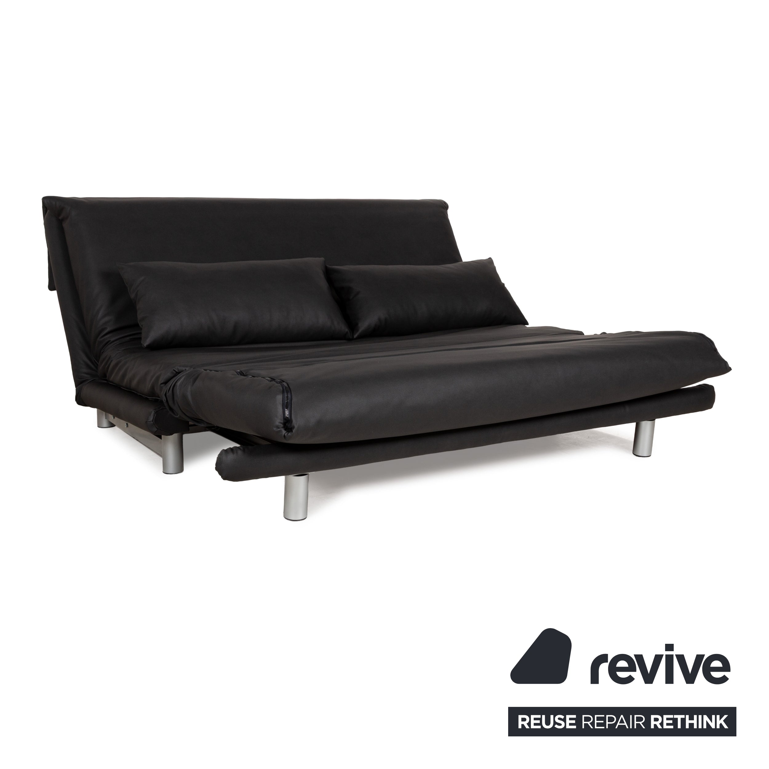 Ligne Roset Multy fabric three-seater black anthracite manual function sofa couch sofa bed vegan textile leather new cover