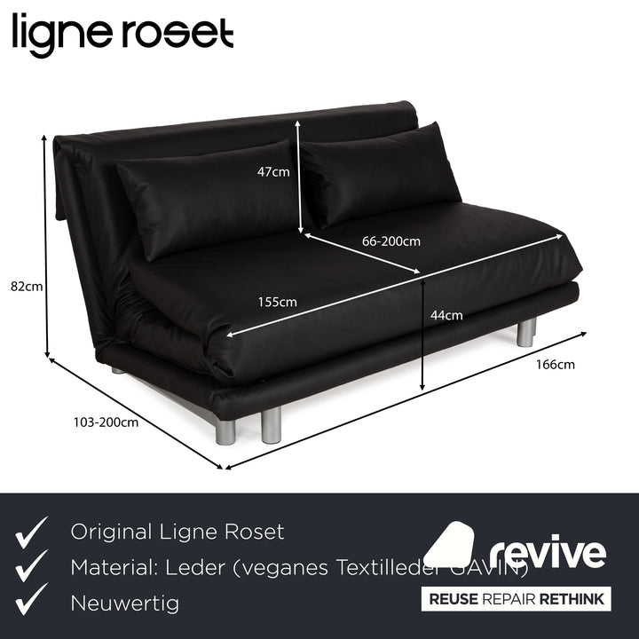 Ligne Roset Multy Stoff Dreisitzer Schwarz Anthrazit manuelle Funktion Sofa Couch Schlafsofa veganes Textilleder Neubezug