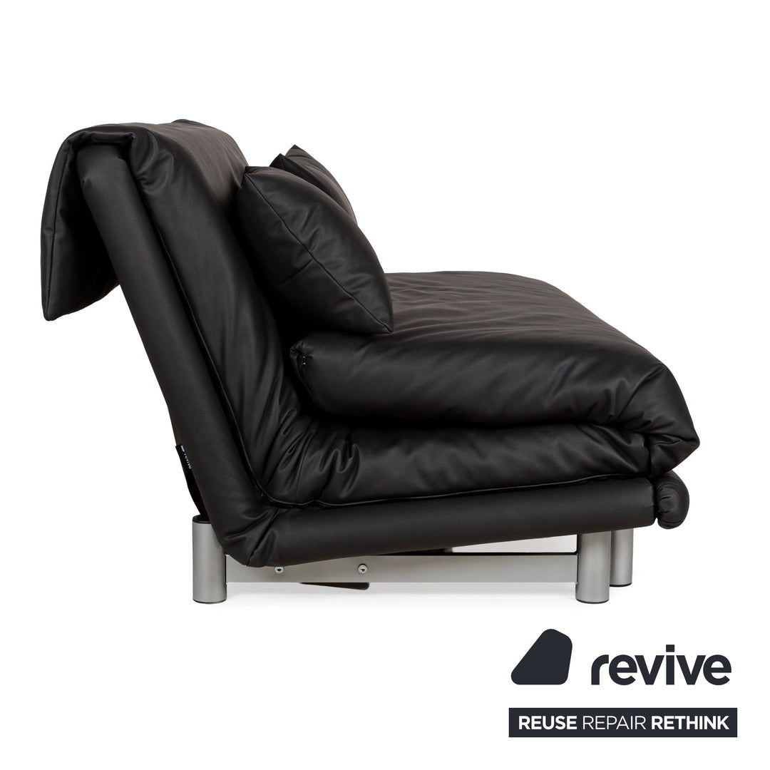 Ligne Roset Multy Stoff Dreisitzer Schwarz Anthrazit manuelle Funktion Sofa Couch Schlafsofa veganes Textilleder Neubezug