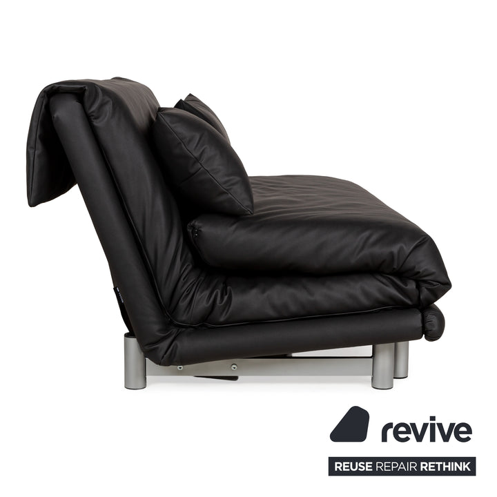 Ligne Roset Multy Stoff Dreisitzer Schwarz Anthrazit manuelle Funktion Sofa Couch Schlafsofa veganes Textilleder Neubezug