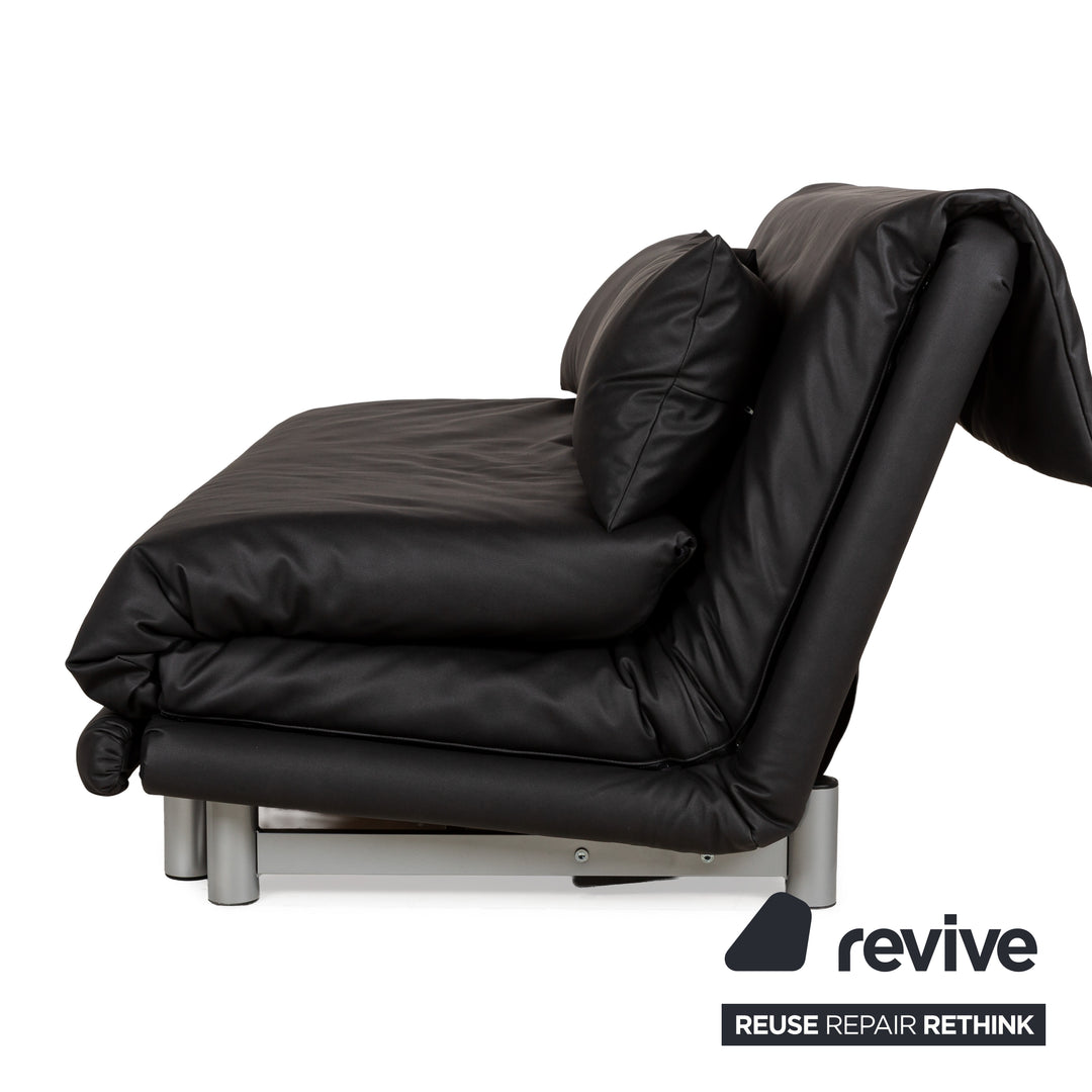 Ligne Roset Multy Stoff Dreisitzer Schwarz Anthrazit manuelle Funktion Sofa Couch Schlafsofa veganes Textilleder Neubezug