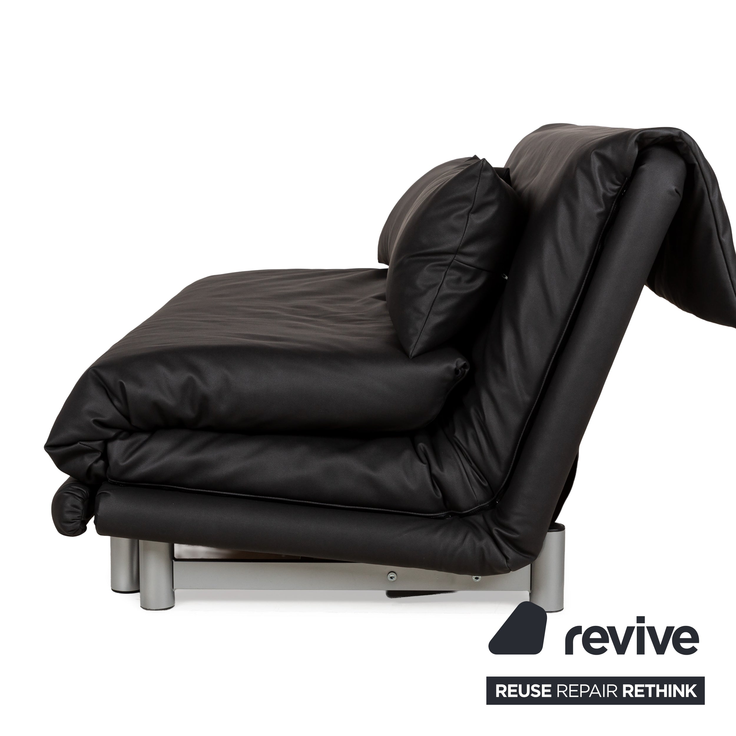 Ligne Roset Multy fabric three-seater black anthracite manual function sofa couch sofa bed vegan textile leather new cover