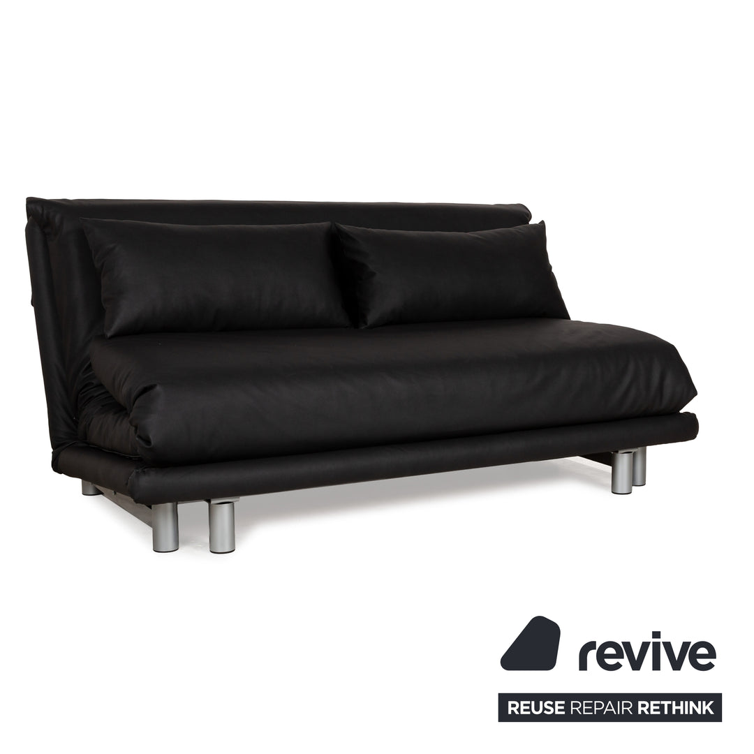 Ligne Roset Multy Stoff Dreisitzer Schwarz Anthrazit manuelle Funktion Sofa Couch Schlafsofa veganes Textilleder Neubezug