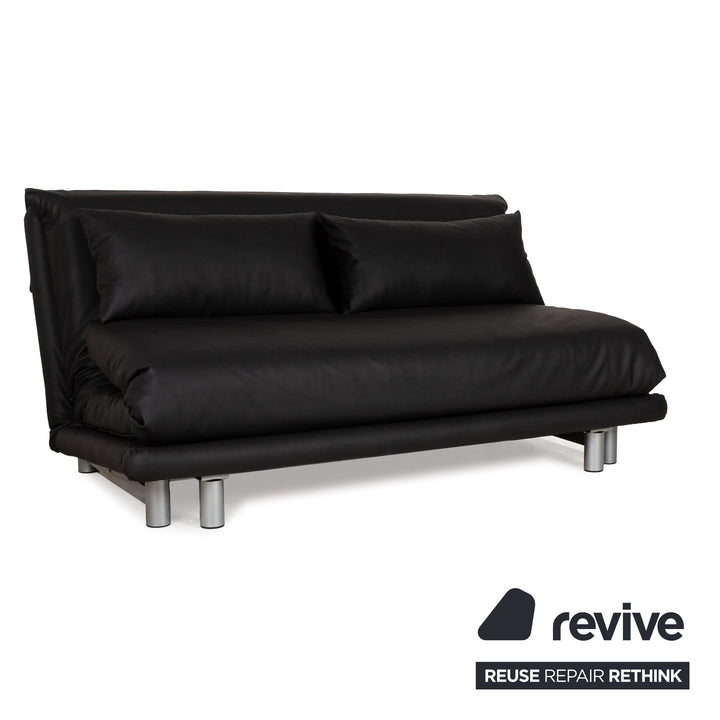 Ligne Roset Multy Stoff Dreisitzer Schwarz Anthrazit manuelle Funktion Sofa Couch Schlafsofa veganes Textilleder Neubezug