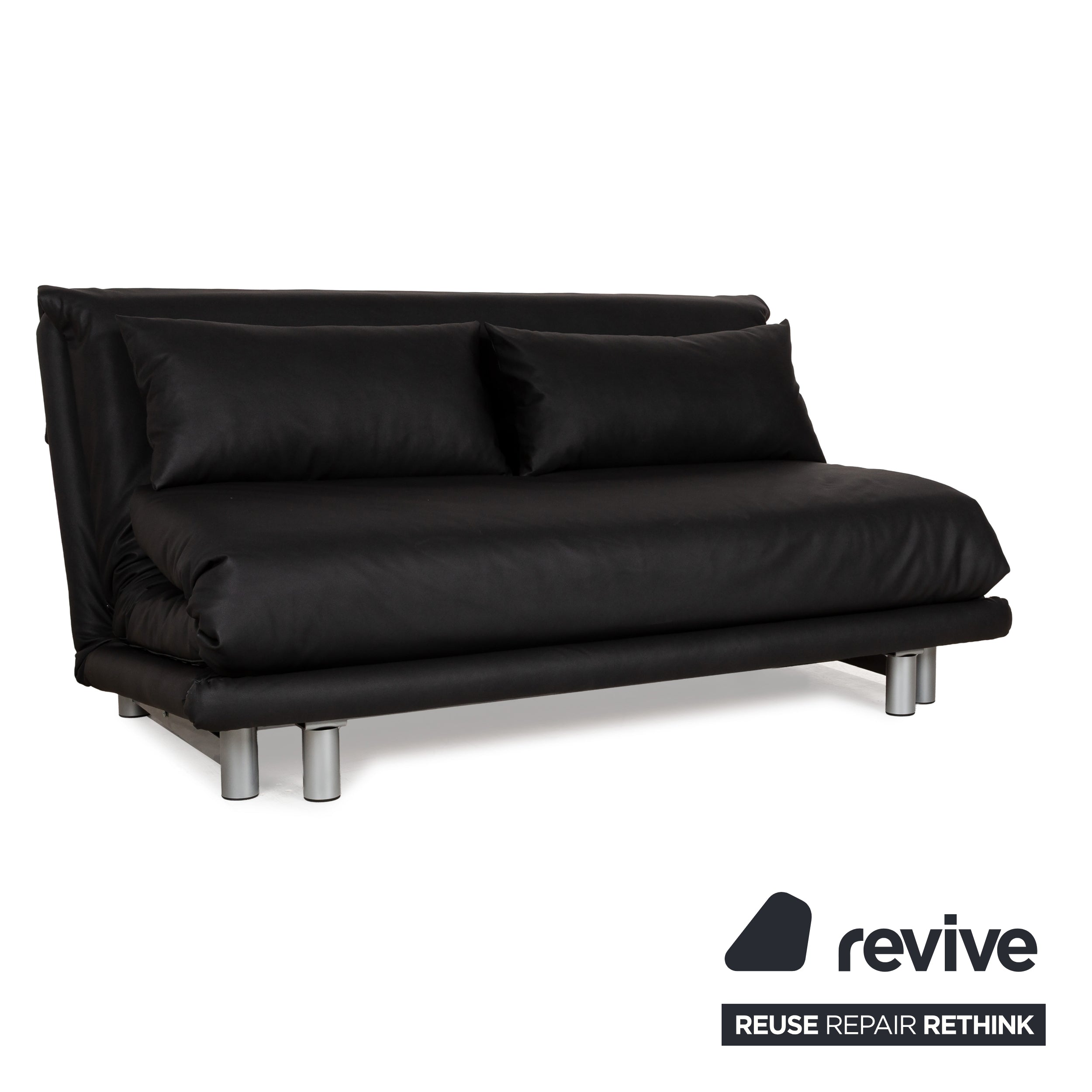 Ligne Roset Multy fabric three-seater black anthracite manual function sofa couch sofa bed vegan textile leather new cover