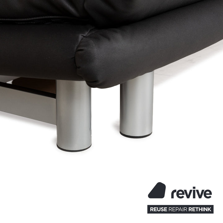 Ligne Roset Multy Stoff Dreisitzer Schwarz Anthrazit manuelle Funktion Sofa Couch Schlafsofa veganes Textilleder Neubezug