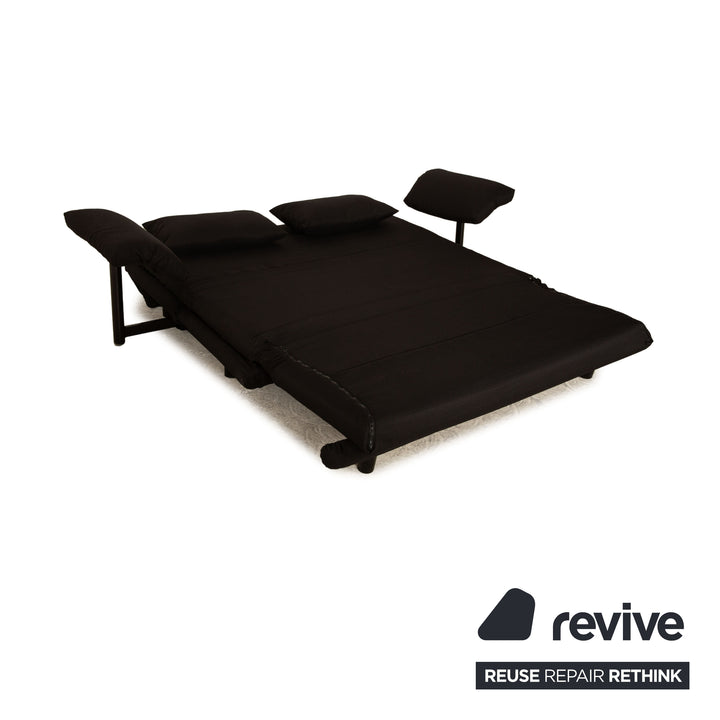 Canapé trois places en tissu noir Ligne Roset Multy, canapé-lit avec accoudoirs, housse neuve