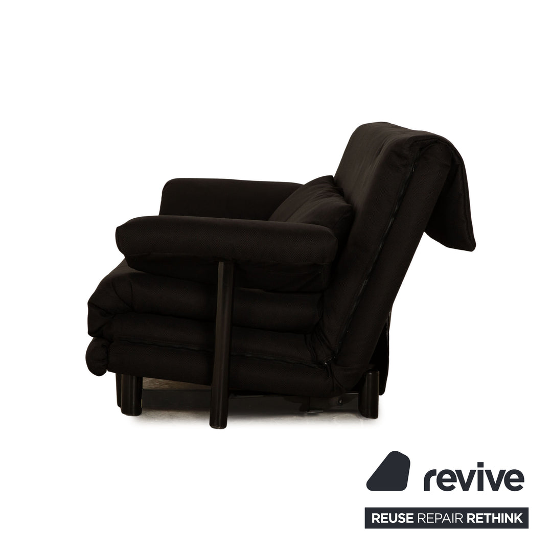 Canapé trois places en tissu noir Ligne Roset Multy, canapé-lit avec accoudoirs, housse neuve