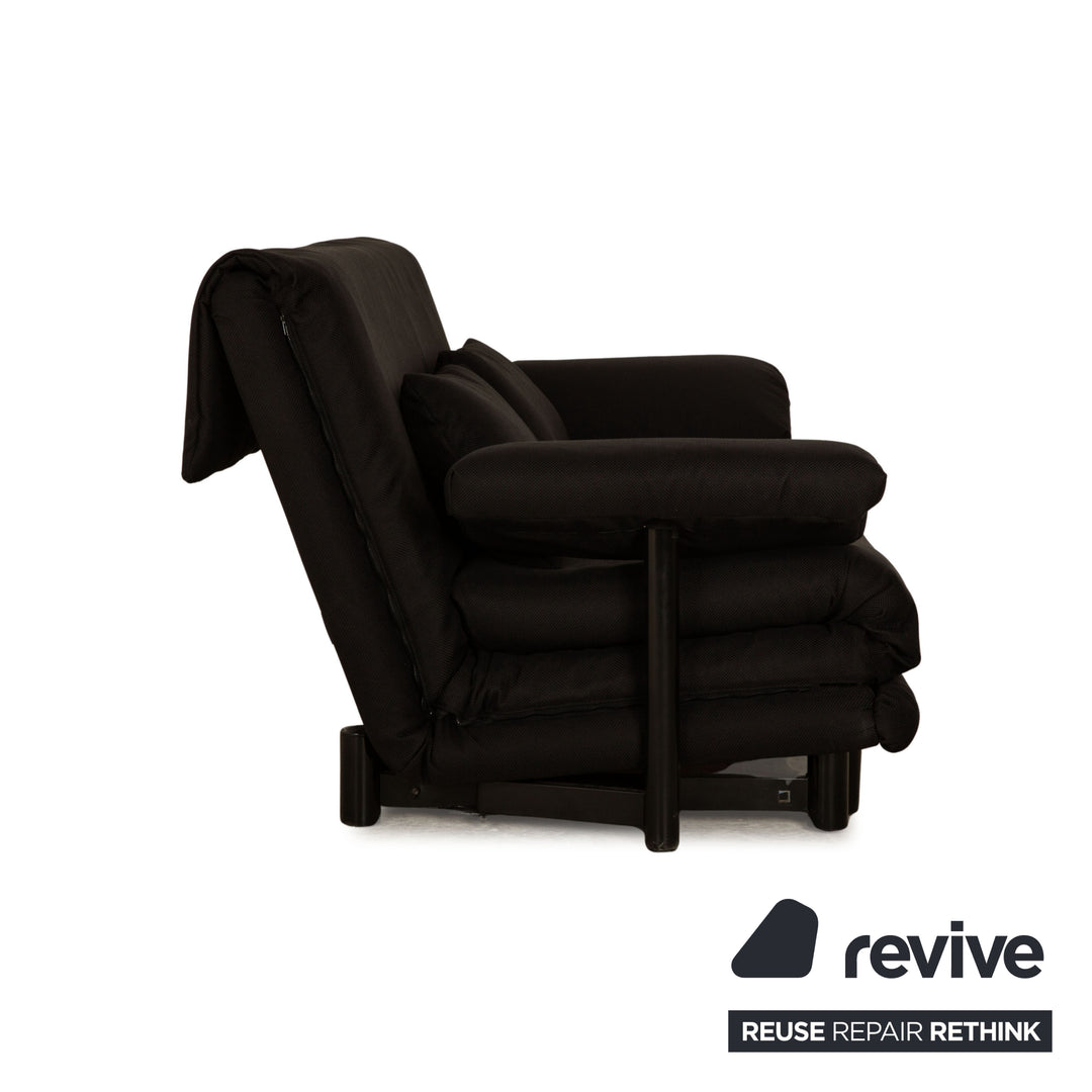 Canapé trois places en tissu noir Ligne Roset Multy, canapé-lit avec accoudoirs, housse neuve