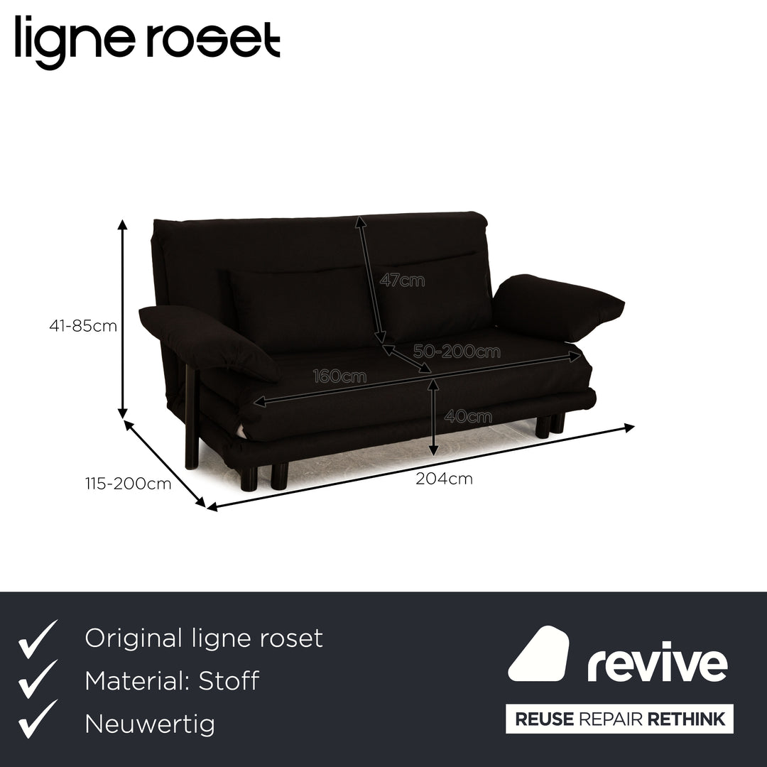 Ligne roset Canapé 3 places en tissu Multy noir, canapé convertible avec accoudoirs, housse neuve