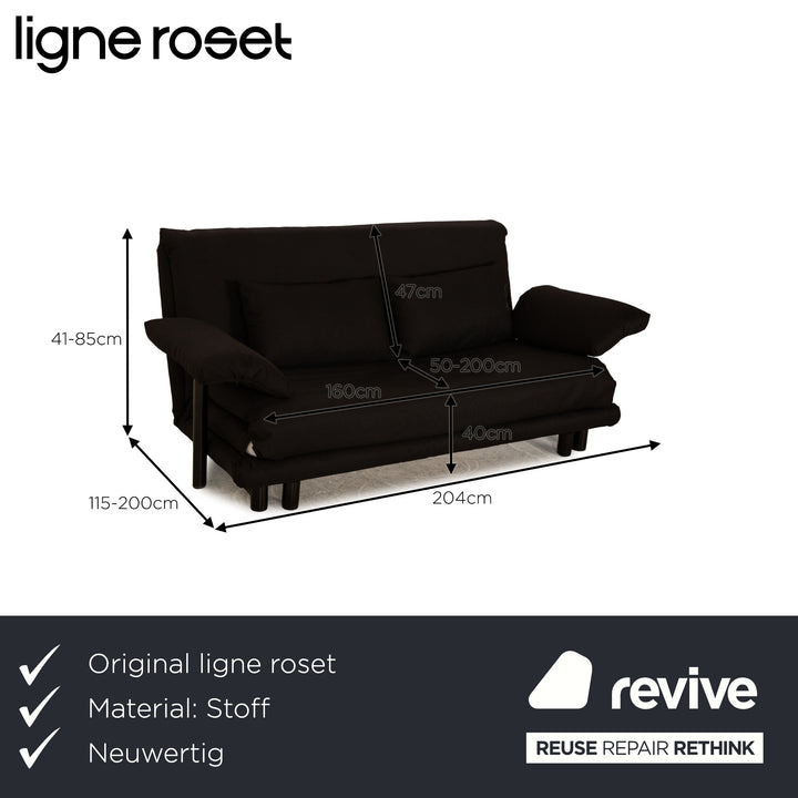 Ligne roset Canapé 3 places en tissu Multy noir, canapé convertible avec accoudoirs, housse neuve