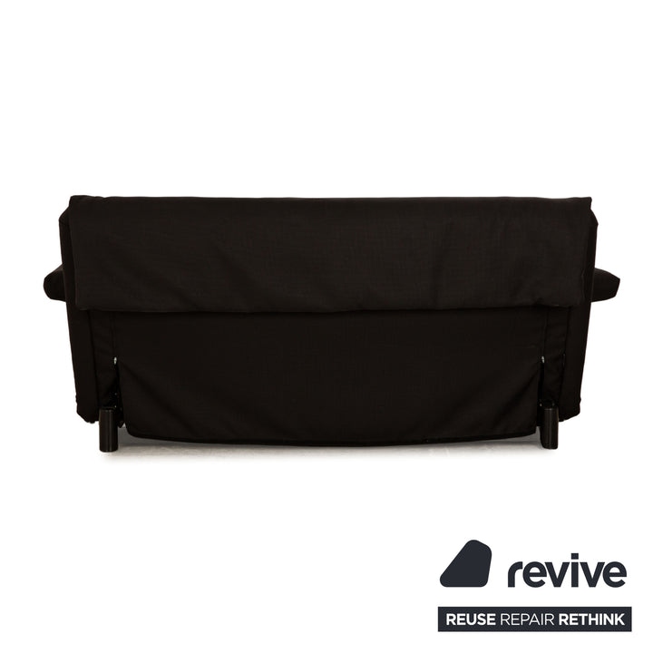 Canapé trois places en tissu noir Ligne Roset Multy, canapé-lit avec accoudoirs, housse neuve
