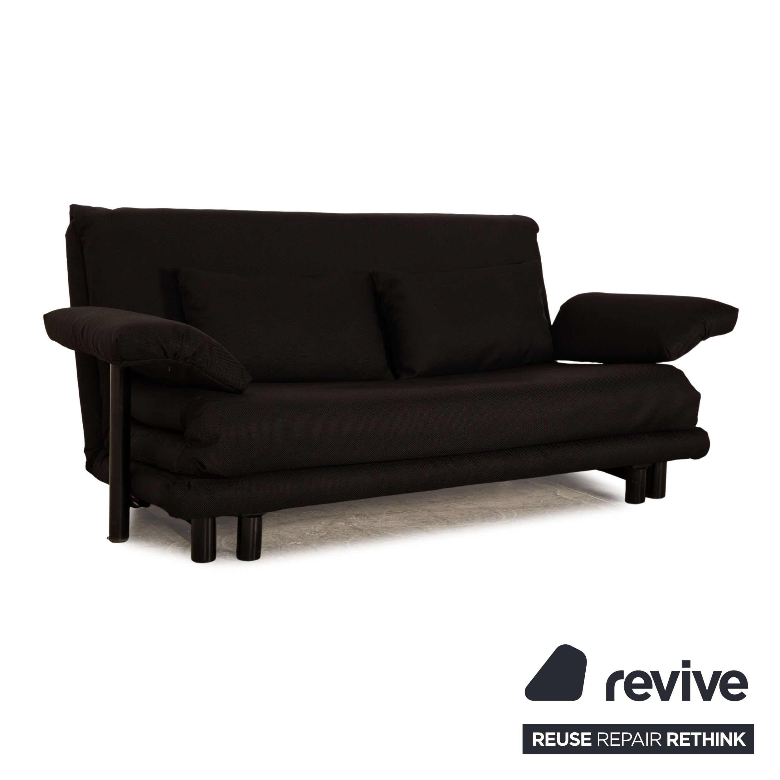 Ligne Roset Multy fabric three-seater black sofa couch sofa bed including armrests new cover
