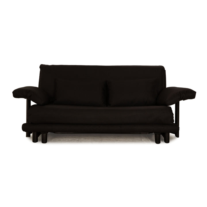Canapé trois places en tissu noir Ligne Roset Multy, canapé-lit avec accoudoirs, housse neuve