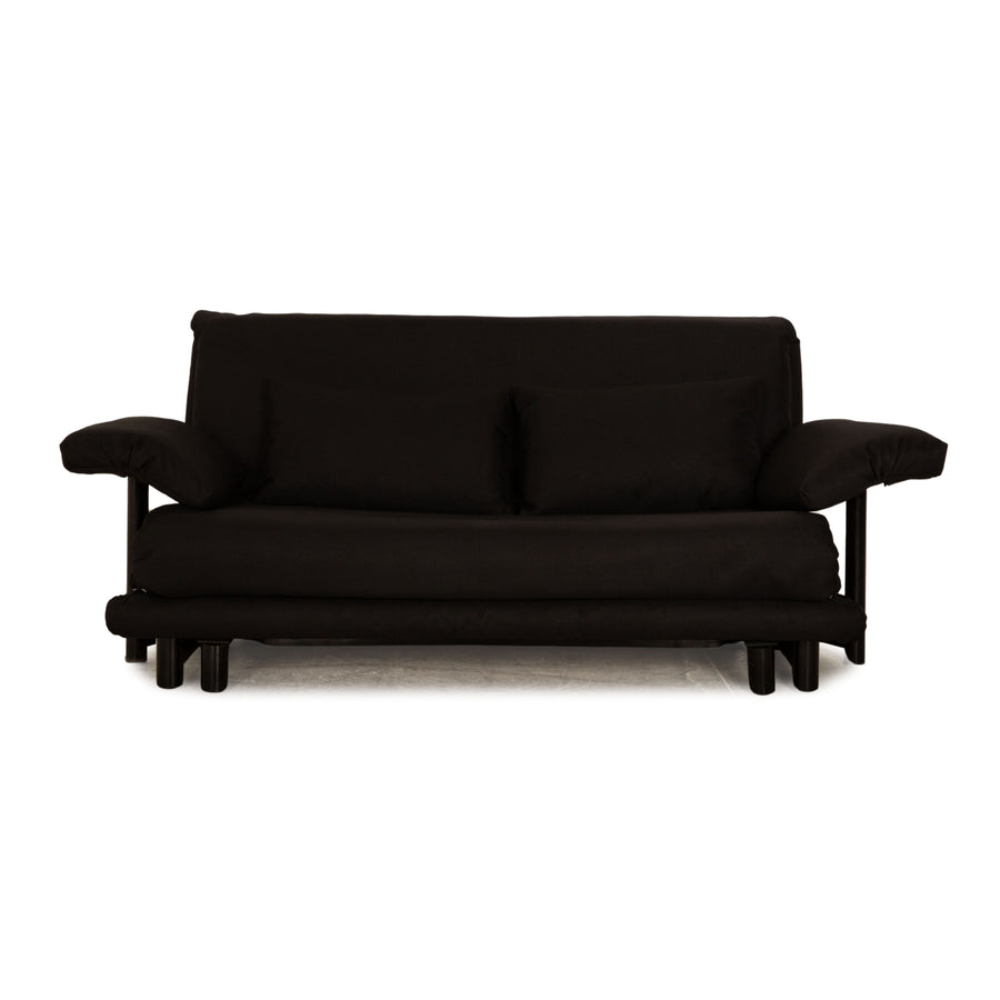 Canapé trois places en tissu noir Ligne Roset Multy, canapé-lit avec accoudoirs, housse neuve
