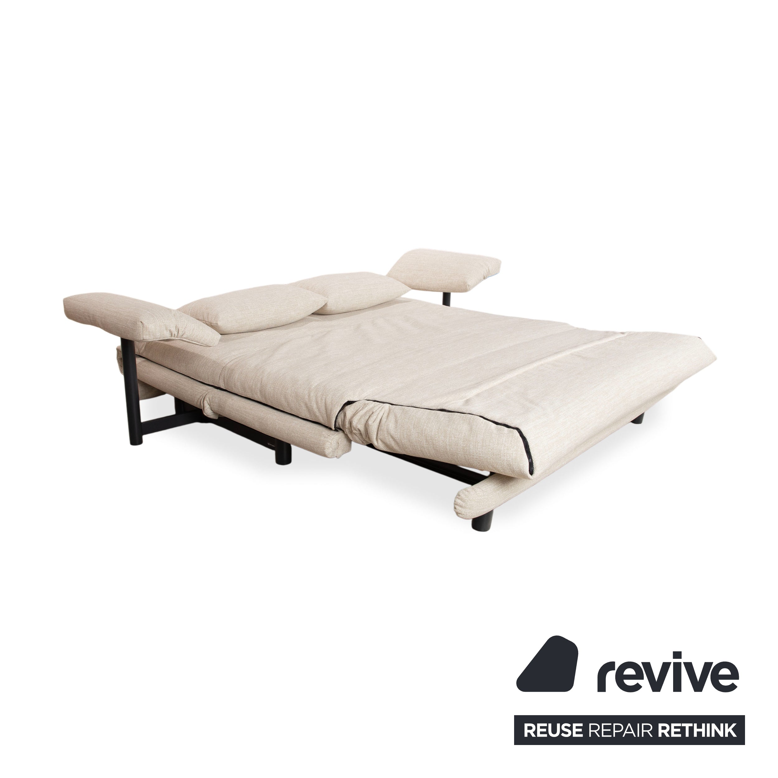 Ligne Roset Multy Stoff Dreisitzer Sofa Beige Couch manuelle Schlaffunktion inkl. Armlehnen Neubezug PALMA PRO 4600