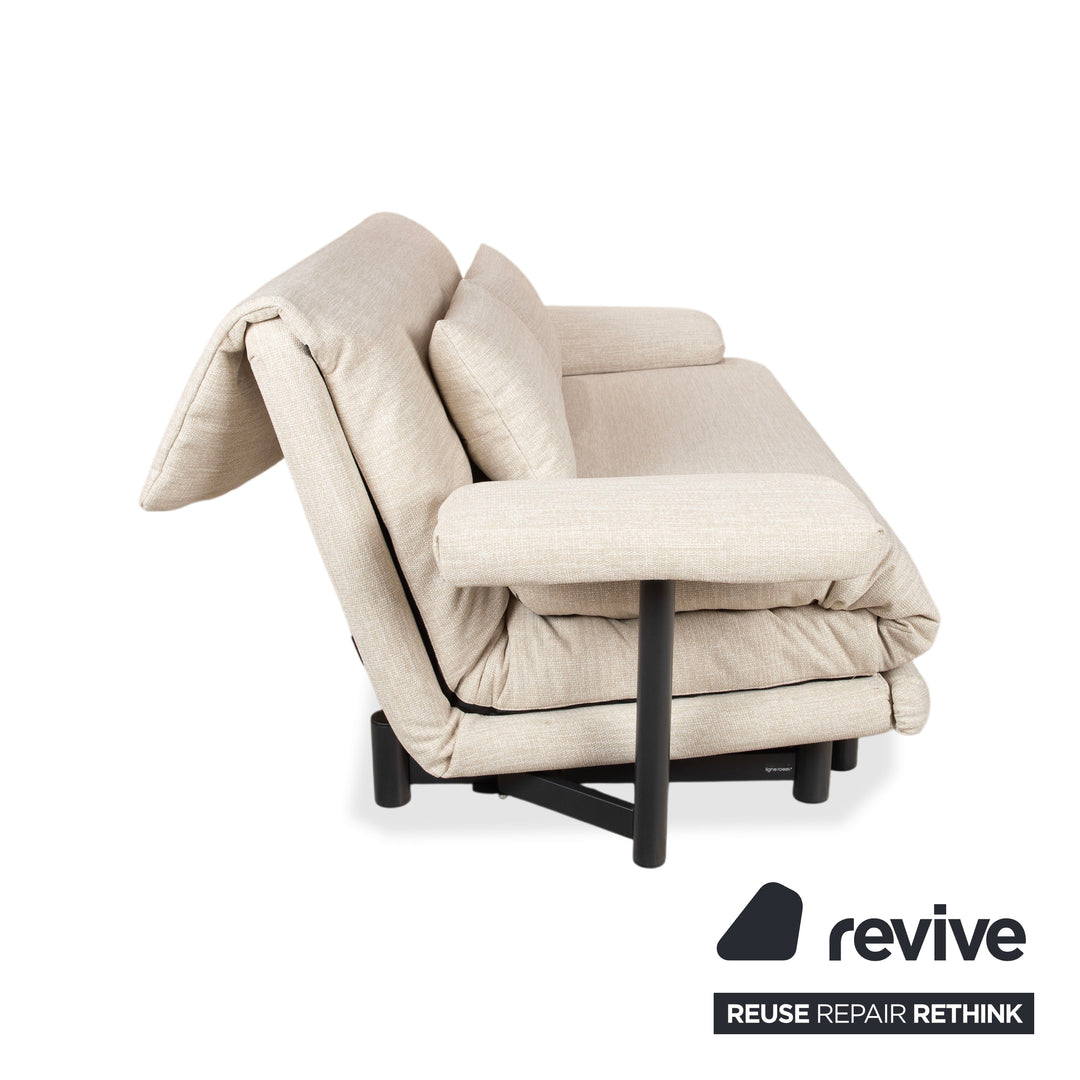 Ligne Roset Multy Stoff Dreisitzer Sofa Beige Couch manuelle Schlaffunktion inkl. Armlehnen Neubezug PALMA PRO 4600