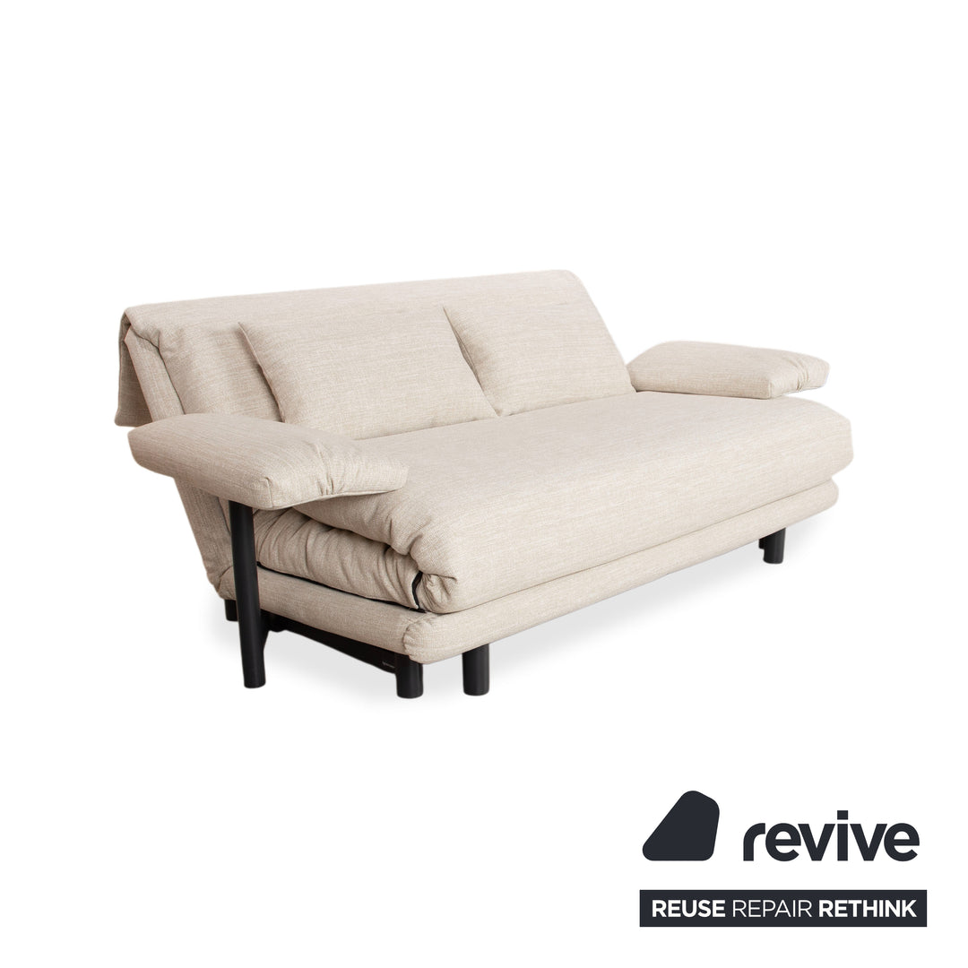 Ligne Roset Multy Stoff Dreisitzer Sofa Beige Couch manuelle Schlaffunktion inkl. Armlehnen Neubezug PALMA PRO 4600