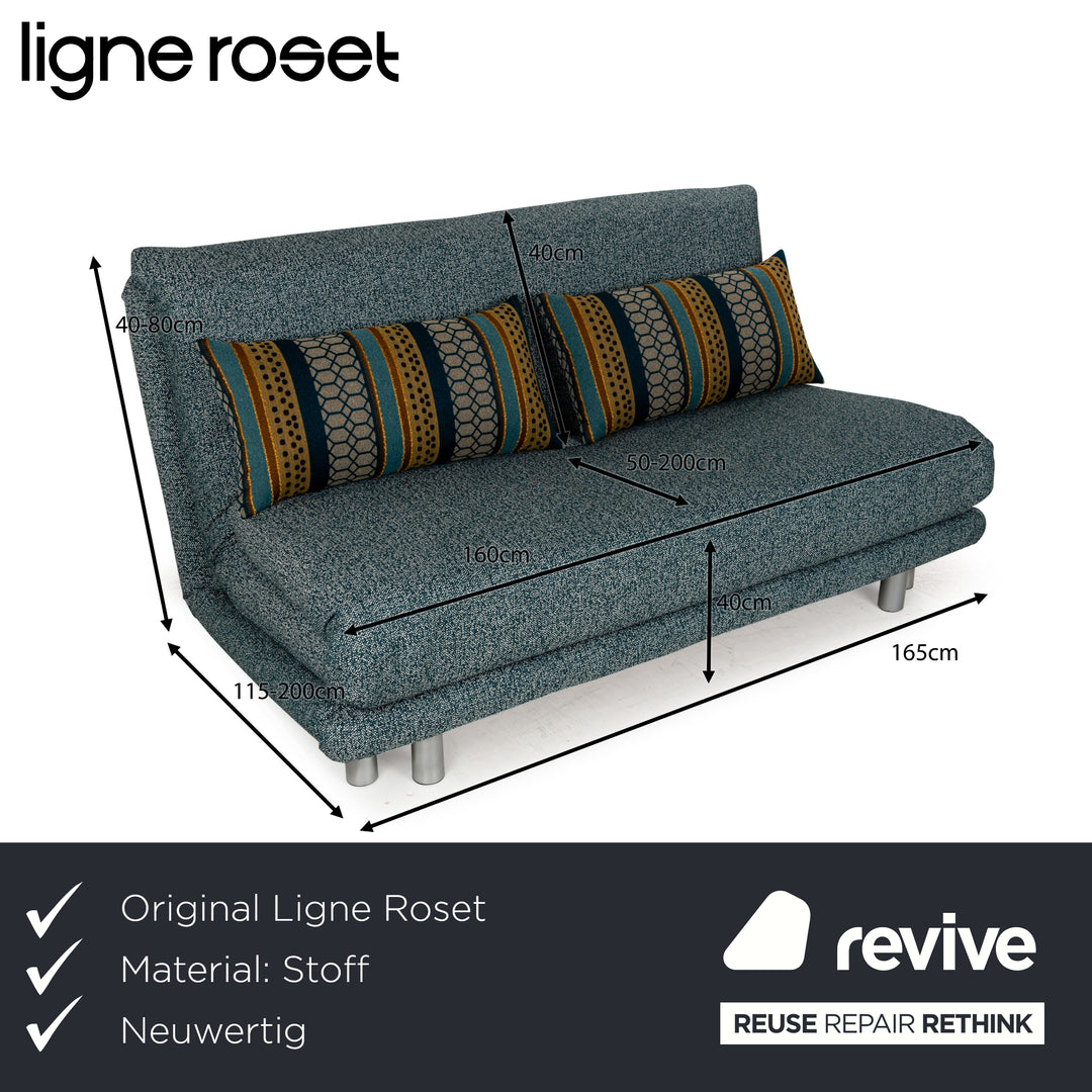Sofa trzyosobowe Ligne Roset Multy, tkanina, niebieska kanapa, sofa rozkładana, nowe obicie