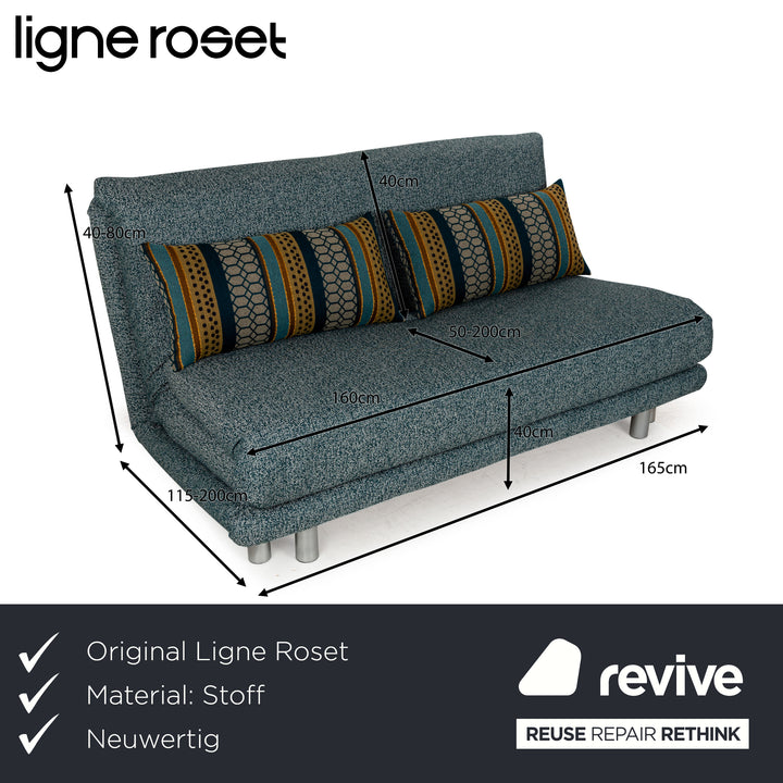 Sofa trzyosobowe Ligne Roset Multy, tkanina, niebieska kanapa, sofa rozkładana, nowe obicie