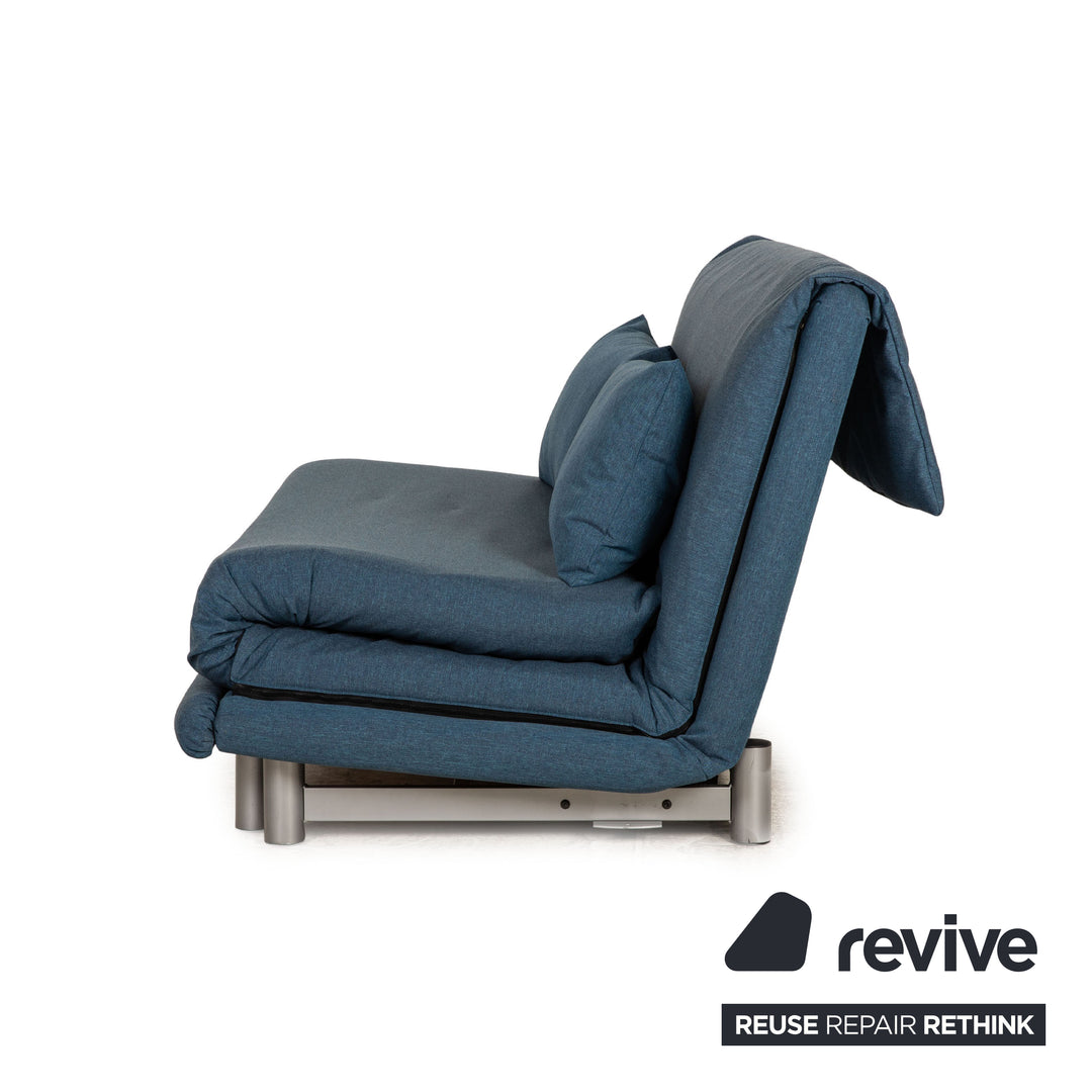 ligne roset Multy stoffen driezitsbank blauw bank slaapbank opnieuw gestoffeerd