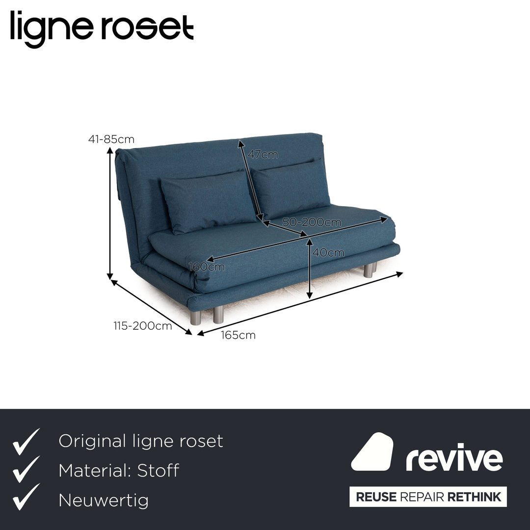 ligne roset Multy stoffen driezitsbank blauw bank slaapbank opnieuw gestoffeerd