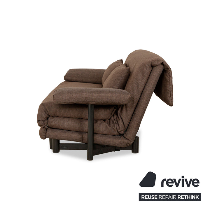 Ligne Roset Multy Stoff Dreisitzer Sofa Braun manuelle Funktion Schlaffunktion Sofa Couch inkl. Armlehnen und Kissen Neubezug