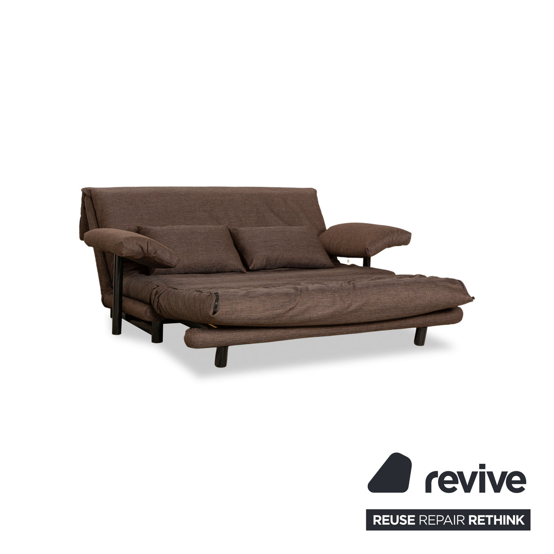 Ligne Roset Multy Stoff Dreisitzer Sofa Braun manuelle Funktion Schlaffunktion Sofa Couch inkl. Armlehnen und Kissen Neubezug
