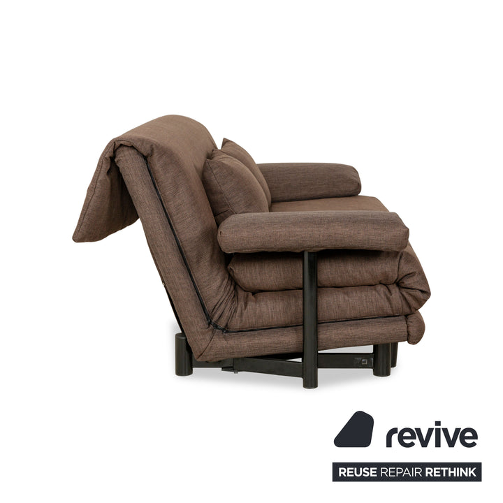 Ligne Roset Multy Stoff Dreisitzer Sofa Braun manuelle Funktion Schlaffunktion Sofa Couch inkl. Armlehnen und Kissen Neubezug