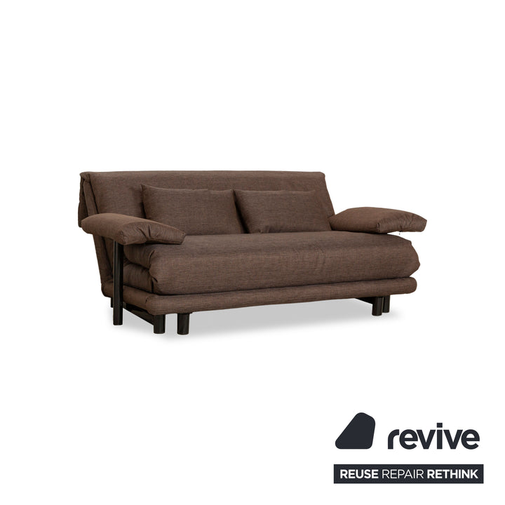 Ligne Roset Multy Stoff Dreisitzer Sofa Braun manuelle Funktion Schlaffunktion Sofa Couch inkl. Armlehnen und Kissen Neubezug