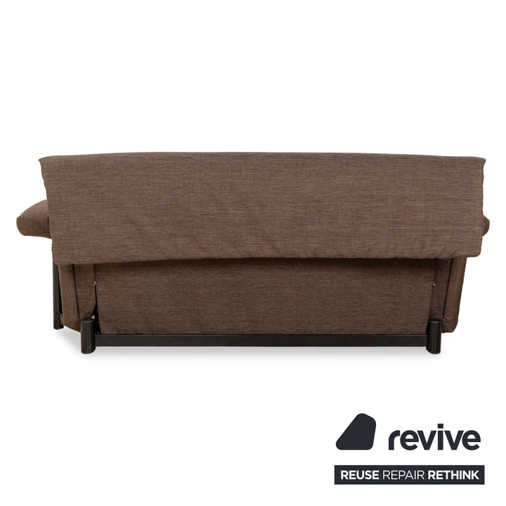 Ligne Roset Multy Stoff Dreisitzer Sofa Braun manuelle Funktion Schlaffunktion Sofa Couch inkl. Armlehnen und Kissen Neubezug