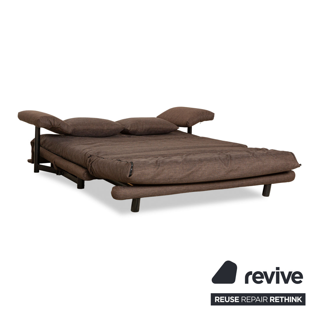 Ligne Roset Multy Stoff Dreisitzer Sofa Braun manuelle Funktion Schlaffunktion Sofa Couch inkl. Armlehnen und Kissen Neubezug