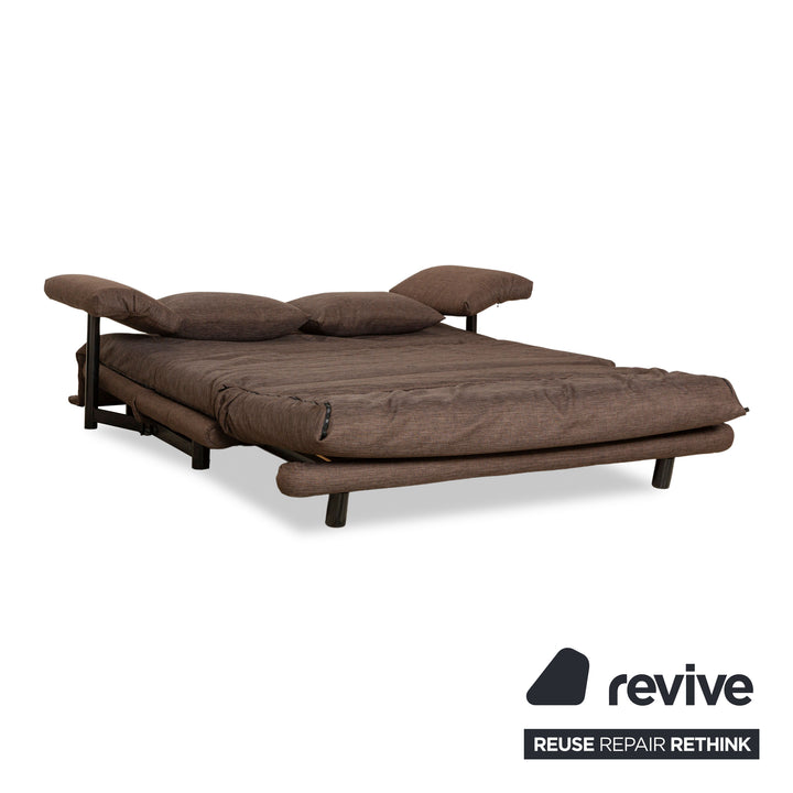 Ligne Roset Multy Stoff Dreisitzer Sofa Braun manuelle Funktion Schlaffunktion Sofa Couch inkl. Armlehnen und Kissen Neubezug