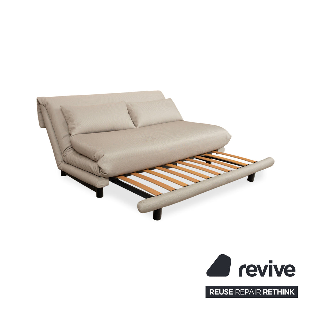 Ligne Roset Multy Stoff Dreisitzer Sofa Couch manuelle Schlaffunktion Creme Beige Neubezug BENDIGO 5108