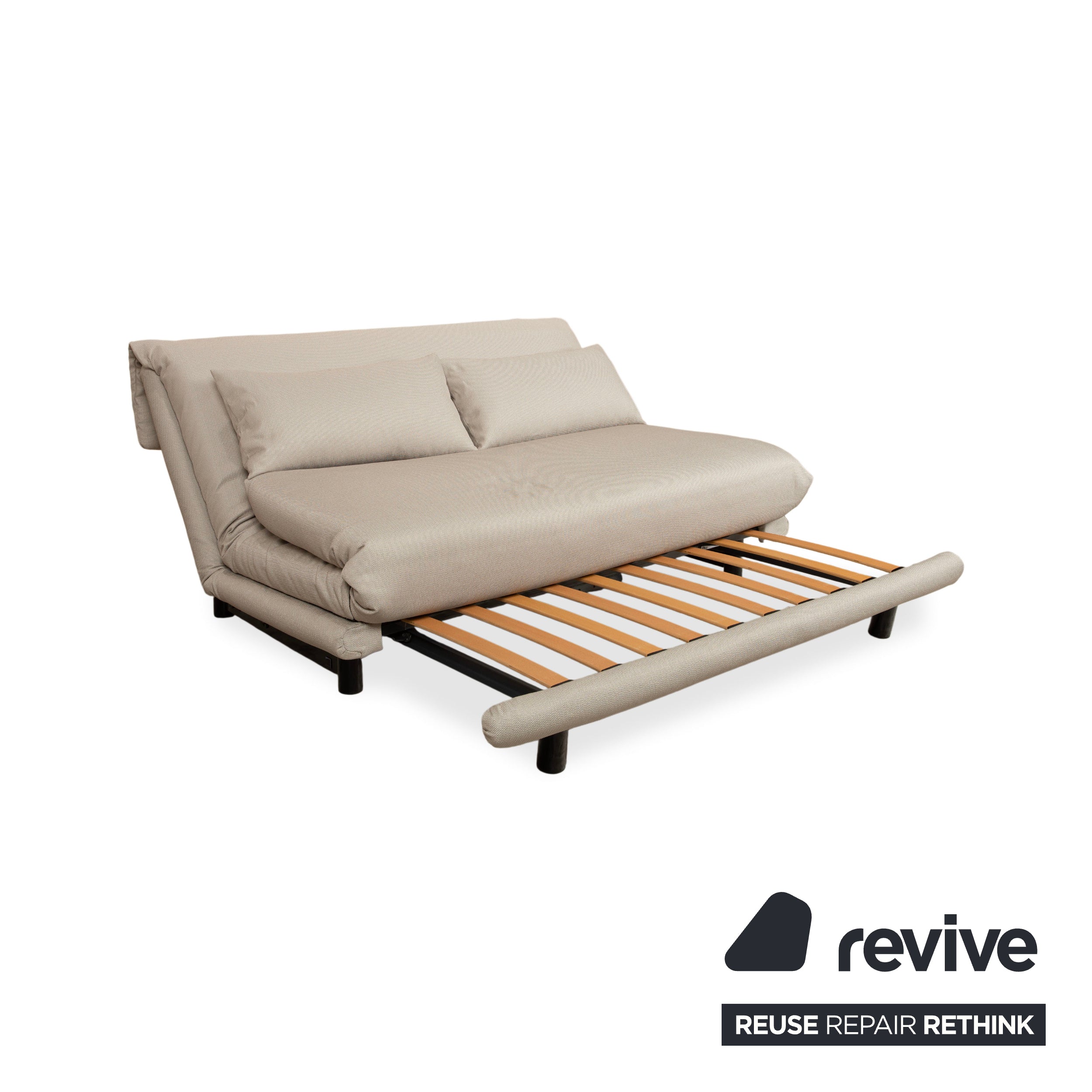 Ligne Roset Multy Stoff Dreisitzer Sofa Couch manuelle Schlaffunktion Creme Beige Neubezug BENDIGO 5108