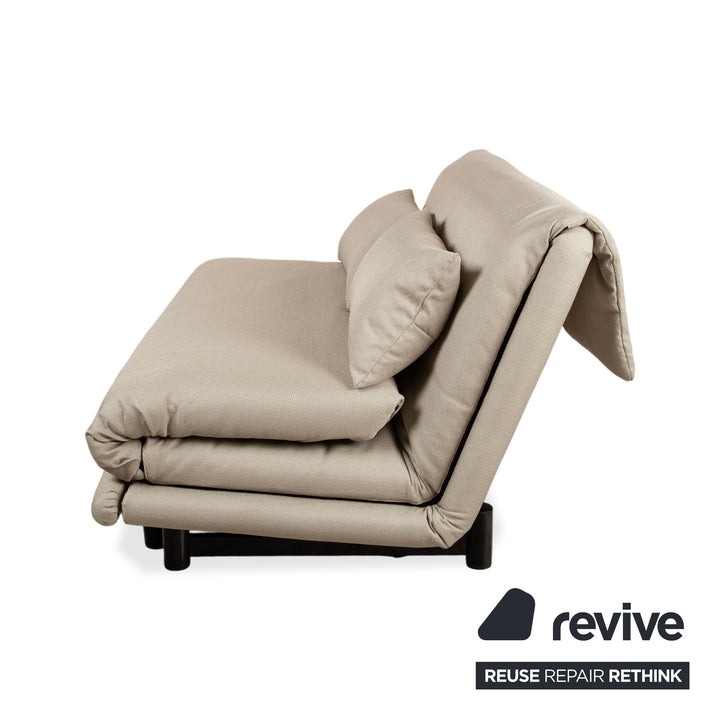 Ligne Roset Multy Stoff Dreisitzer Sofa Couch manuelle Schlaffunktion Creme Beige Neubezug BENDIGO 5108